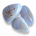 Blue chalcedony polished tumblestone in soft lavender-blue natural stone