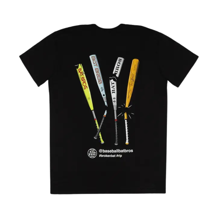 Boys' Baseballism Youth Bat Bro Broken Bat T-Shirt - BLACK