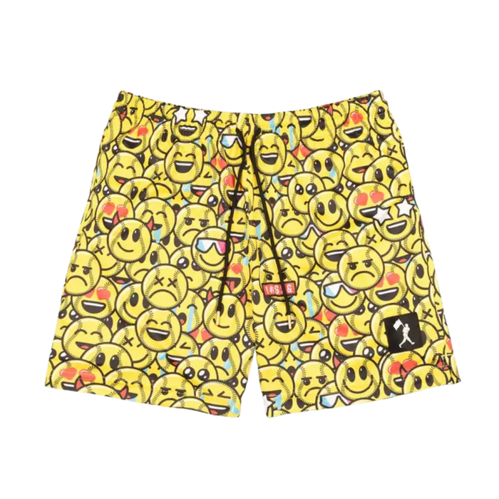 Boys' Baseballism Youth Emoji Feels Diamond Mesh Shorts - YELLOW