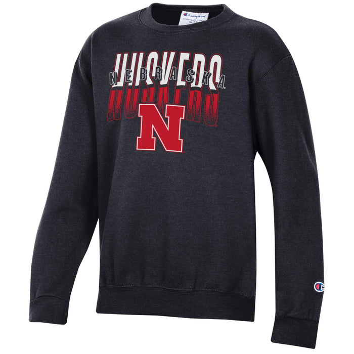 Boys' Nebraska Huskers Youth Sliced Sweatshirt - 999 BLK