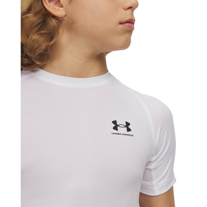 Boys' Under Armour Youth Heatgear Armour T-Shirt - 100 - WHITE