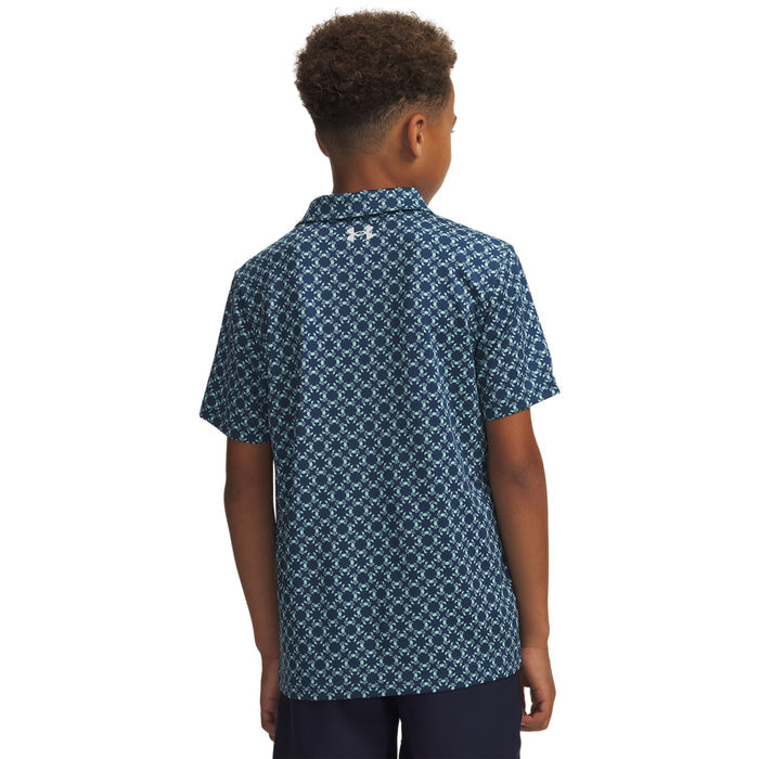 Boys' Under Armour Youth Matchplay Printed Polo - 498 - WHAM BLUE