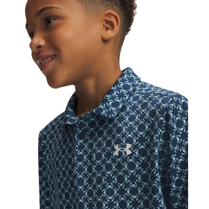 Boys' Under Armour Youth Matchplay Printed Polo - 498 - WHAM BLUE