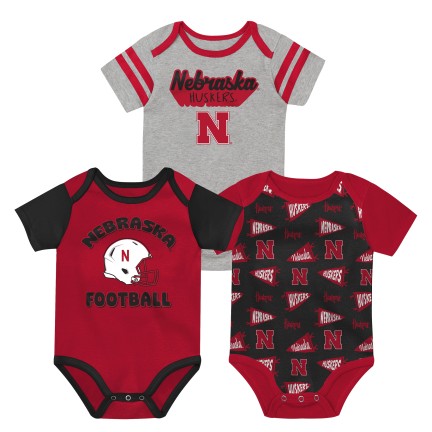 Boys'/Girls' Nebraska Huskers Infant Star Player 3-Pack Onesies - NEBRASKA