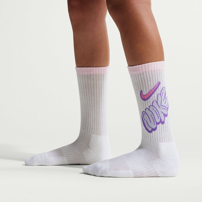 Boys'/Girls' Nike Youth Grafitti 6-Pack Everday Cushioned Crew Socks - 905 PINK