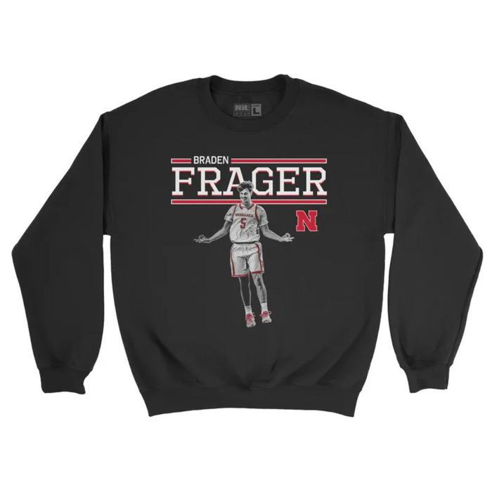 Boys'/Girls' Youth Nebraska Huskers Basketball Braden Frager Black Illustrated Sweatshirt