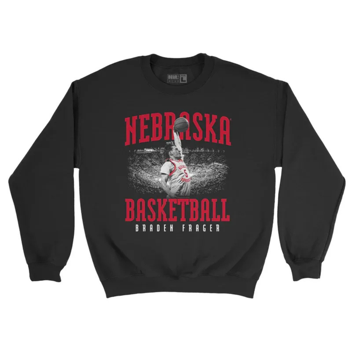 Boys'/Girls' Youth Nebraska Huskers Basketball Braden Frager Black Stadium Sweatshirt