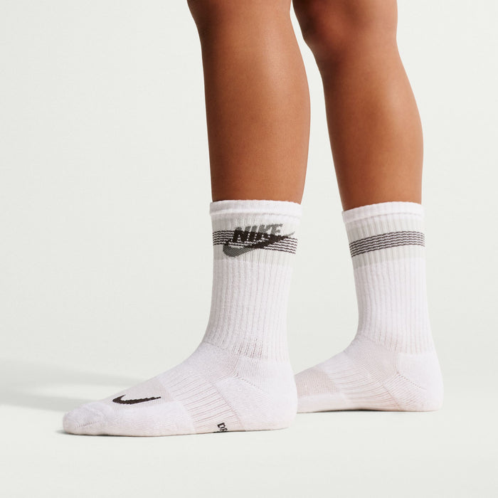 Boys'/Girls' Nike Youth Stripe 6-Pack Everyday Cushioned Crew Socks - 905 WHT