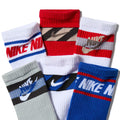 Boys'/Girls' Nike Youth Stripe 6-Pack Everyday Cushioned Crew Socks - 904 - RED