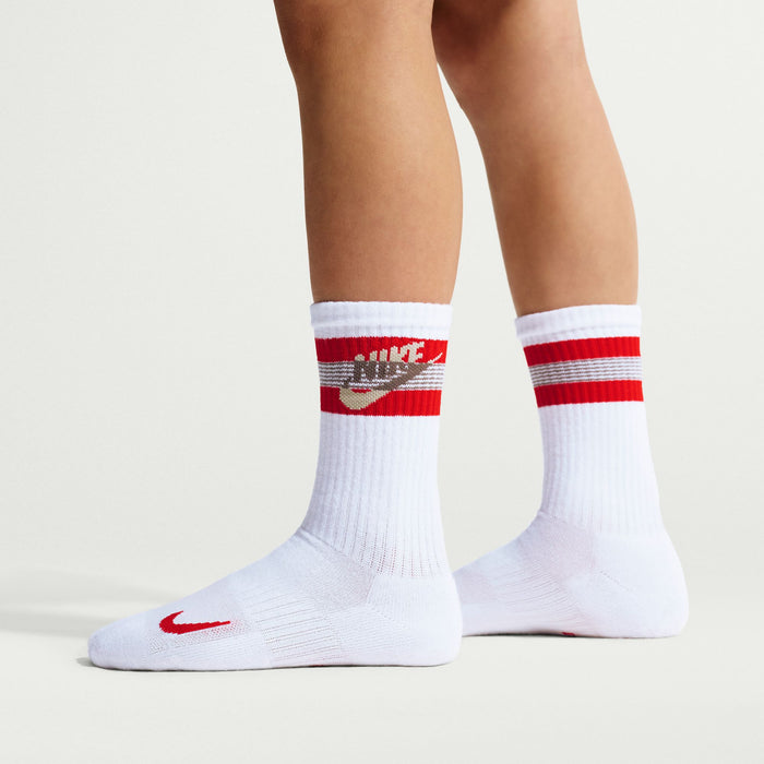 Boys'/Girls' Nike Youth Stripe 6-Pack Everyday Cushioned Crew Socks - 904 - RED