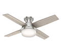 silver ceiling fan, ceiling fan, hunter fan, light wood ceiling fan, simple ceiling fan, ceiling fan with light, nickel ceiling fan
