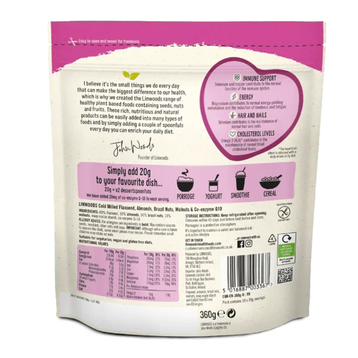 Linwoods Milled Flaxseed, Almonds, Brazil nut, Walnuts & CoQ10 360g