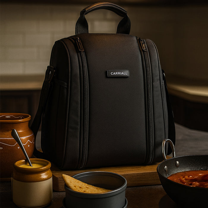 Lunch Bag, spacious tiffin bag with bottle holders and organizer pockets