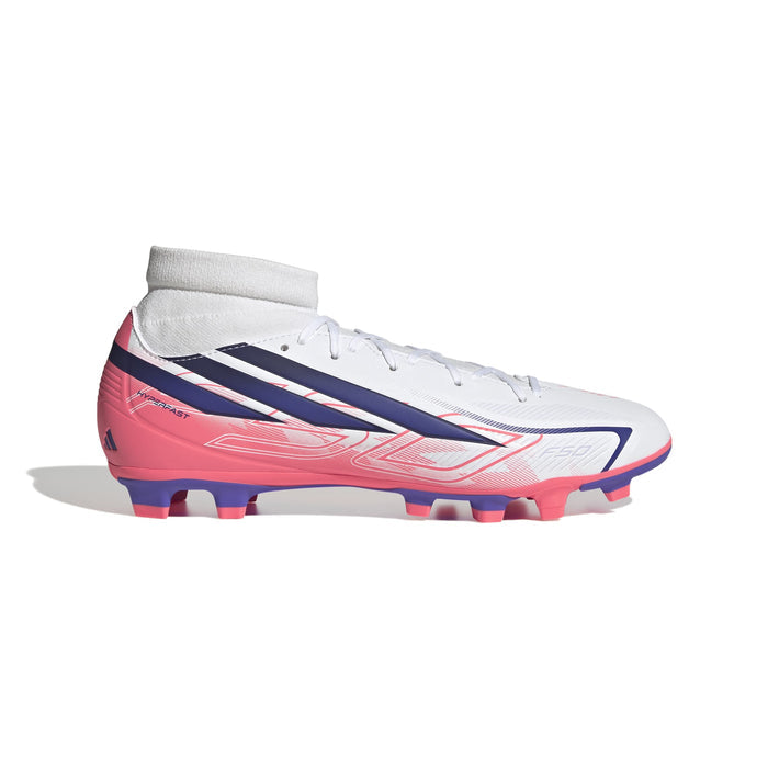 Men's Adidas F50 Hyperfast Club Soccer Cleat - WHITE/PURPLE