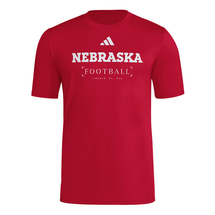 Men's Nebraska Huskers Adidas Football Pregame T-Shirt - RED