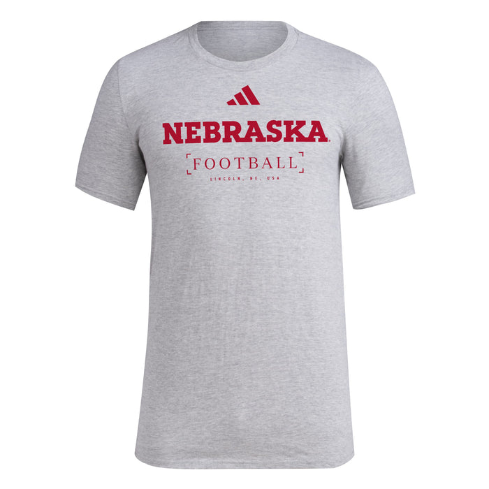 Men's Nebraska Huskers Adidas Football Pregame T-Shirt - GREY