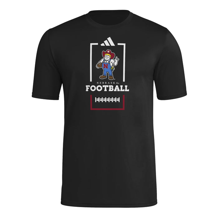 Men's Nebraska Huskers Adidas Herbie Football Ticket T-Shirt - BLACK