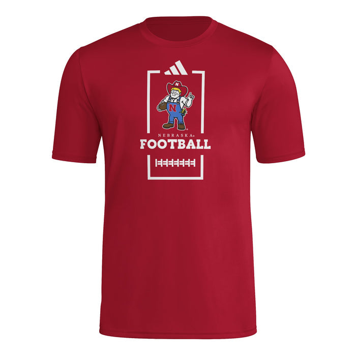 Men's Nebraska Huskers Adidas Herbie Ticket T-Shirt - RED