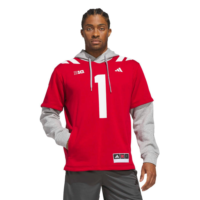 Men's Nebraska Huskers Adidas Hooded Jersey - RED