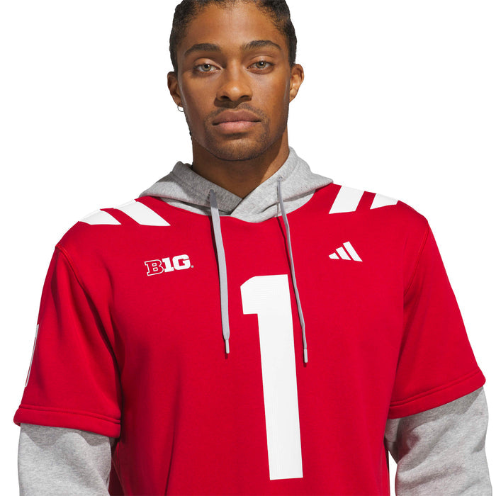 Men's Nebraska Huskers Adidas Hooded Jersey - RED