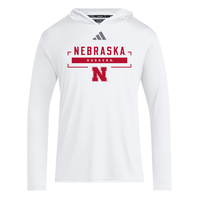 Men's Nebraska Huskers Adidas Lightweight Hoodie - WHITE