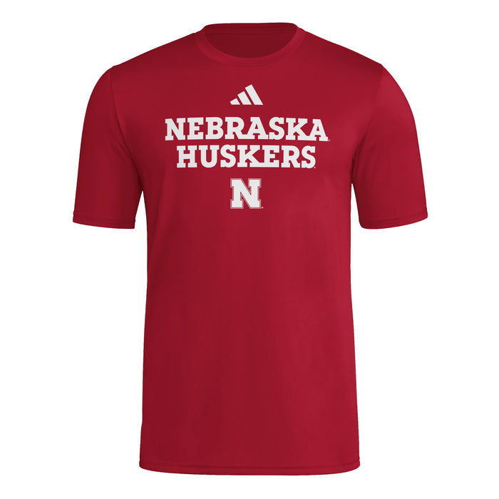 Men's Nebraska Huskers Adidas Pregame T-Shirt - RED