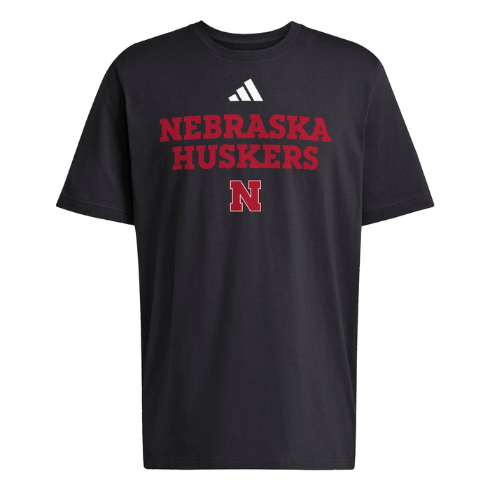 Men's Nebraska Huskers Adidas Team T-Shirt - BLACK