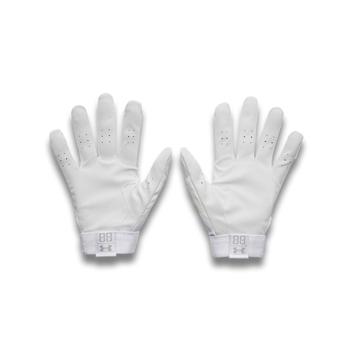 Men's Under Armour Clean Up Batting Gloves - 100 - WHITE/BLACK