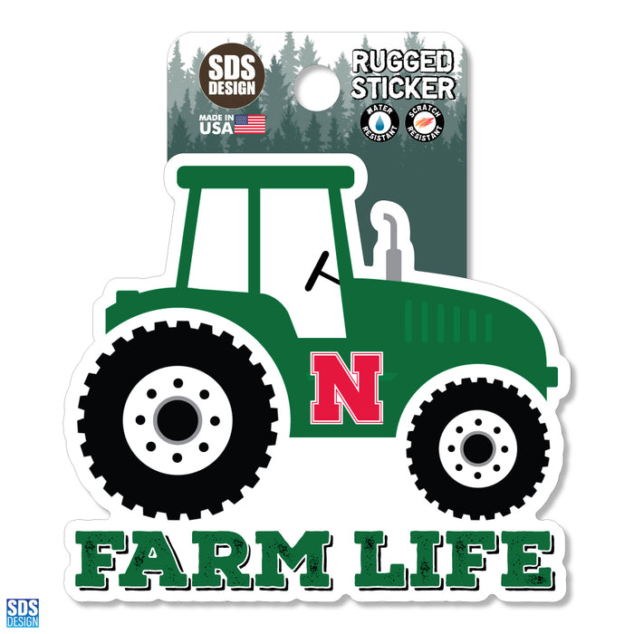 Nebraska Huskers 3.5" Farm Life Rugged Sticker - GREEN