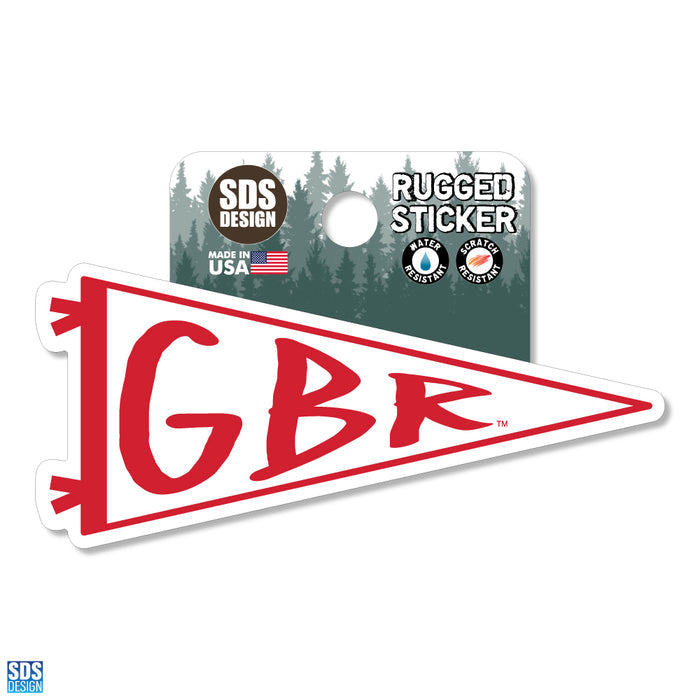 Nebraska Huskers 3.5" GBR Pennant Rugged Sticker - WHITE/RED