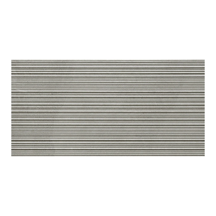 Ribbed grey rectangular tile.