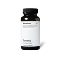 A black bottle of dietary supplement labeled Turmeric by Momentous, promoting joint health and muscle recovery with antioxidant properties.