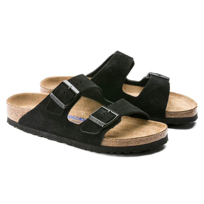 Women's Birkensotck Arizona Softfootbed Suede Sandals - BLACK