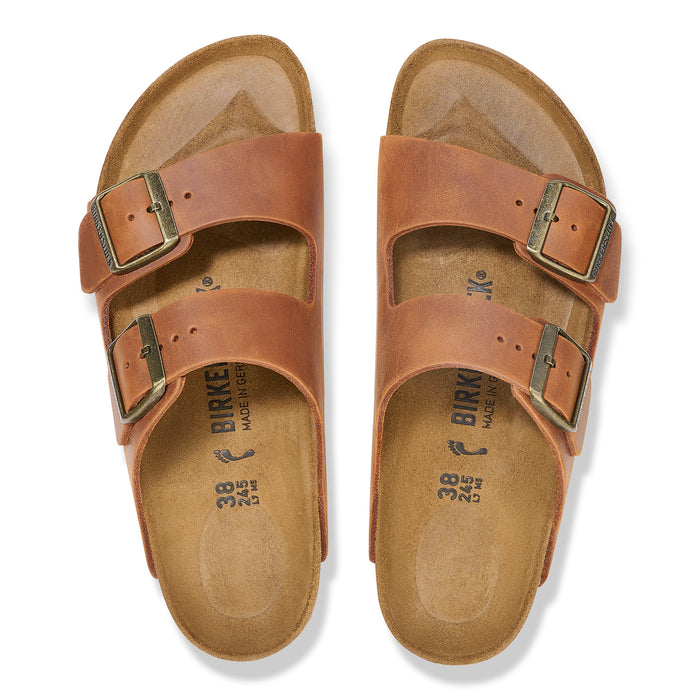 Women's Birkenstock Arizona Oiled Leather Sandals - COGNAC