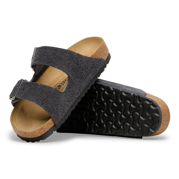 Women's Birkenstock Arizona Suede Charcoal Sandals - CHARCOAL