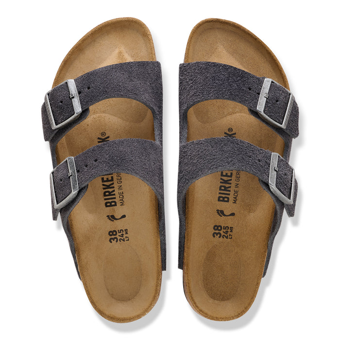 Women's Birkenstock Arizona Suede Charcoal Sandals - CHARCOAL