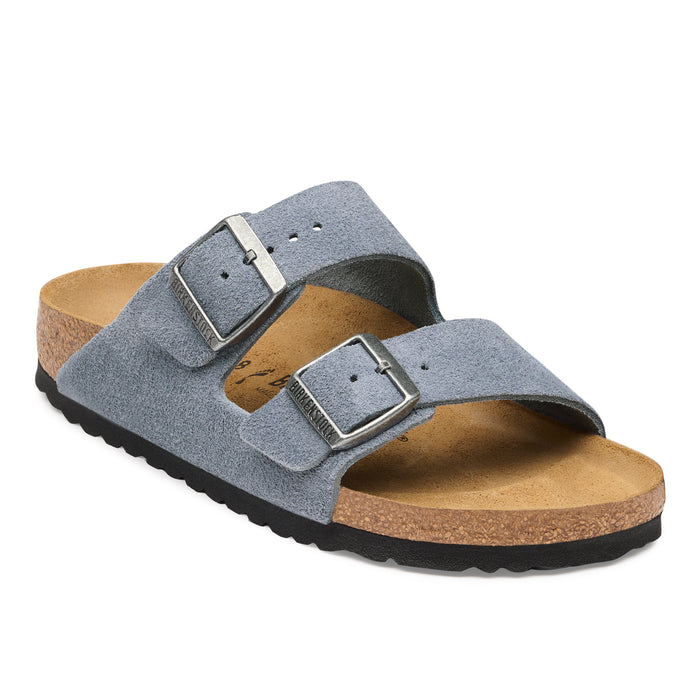 Women's Birkenstock Arizona Suede Stone Blue Sandals - STONEBLU
