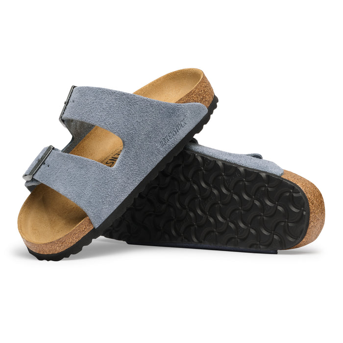 Women's Birkenstock Arizona Suede Stone Blue Sandals - STONEBLU