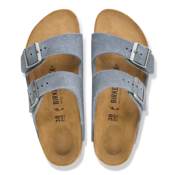 Women's Birkenstock Arizona Suede Stone Blue Sandals - STONEBLU