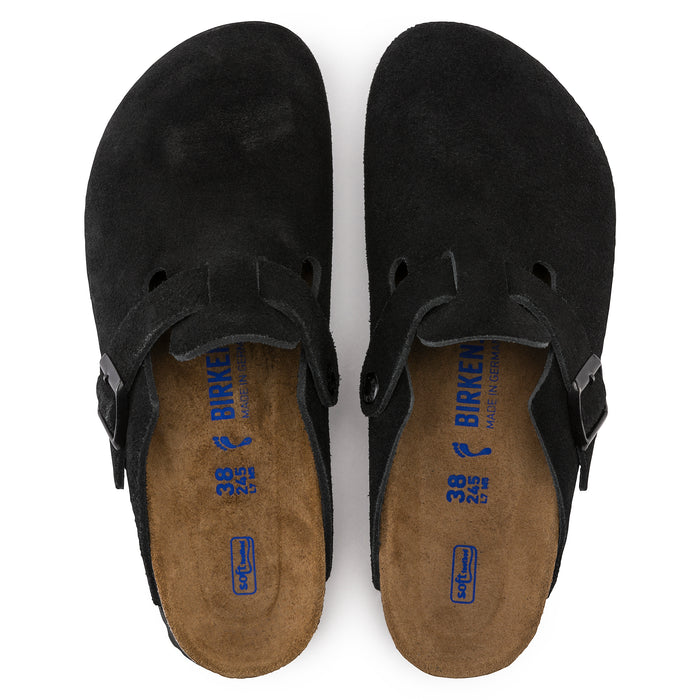 Women's Birkenstock Boston Softfootbed Suede - BLACK