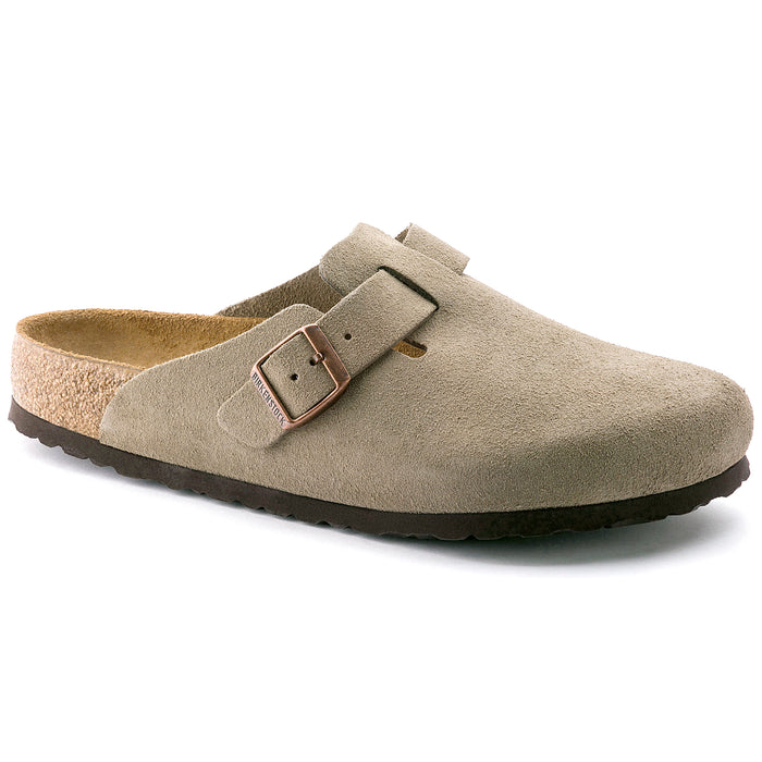 Women's Birkenstock Boston Suede Soft Footbed - TAUPE