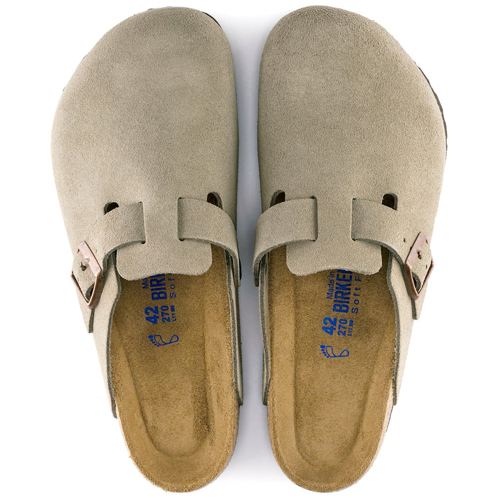 Women's Birkenstock Boston Suede Soft Footbed - TAUPE