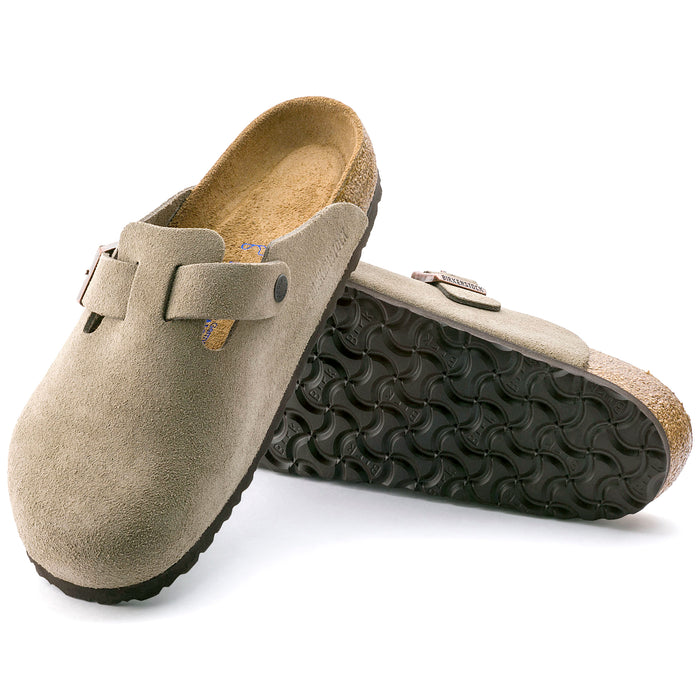 Women's Birkenstock Boston Suede Soft Footbed - TAUPE