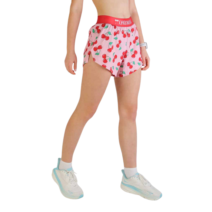 Women's ChicknLegs 4" Cherries Split Shorts - CHERRIES