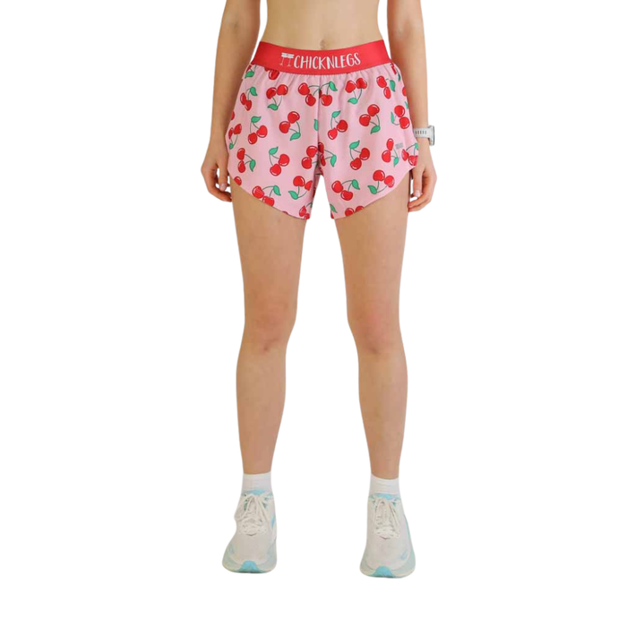 Women's ChicknLegs 4" Cherries Split Shorts - CHERRIES