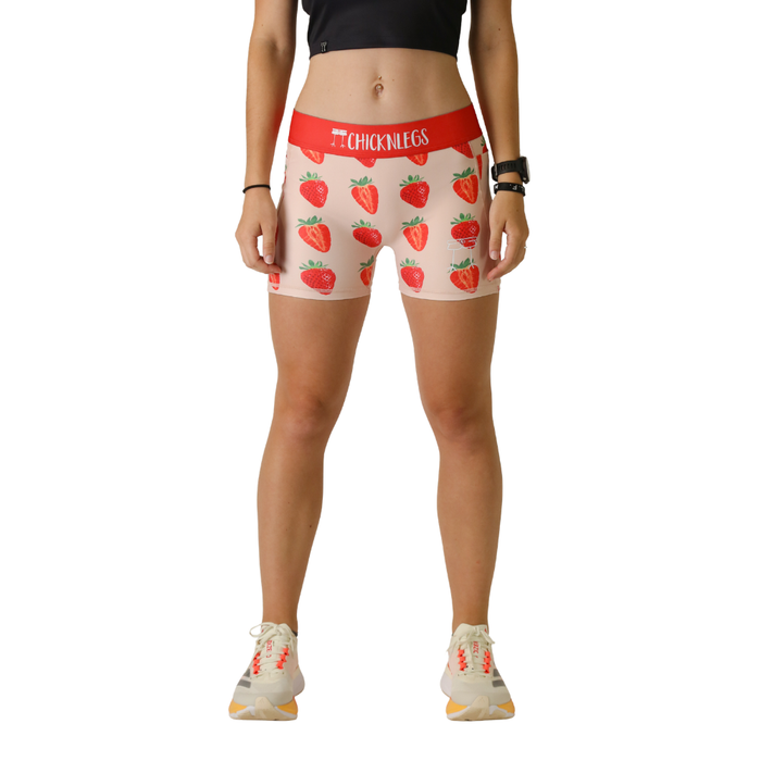 Women's ChicknLegs Strawberry Season 3" Pocket Compression Short - STRAWBER