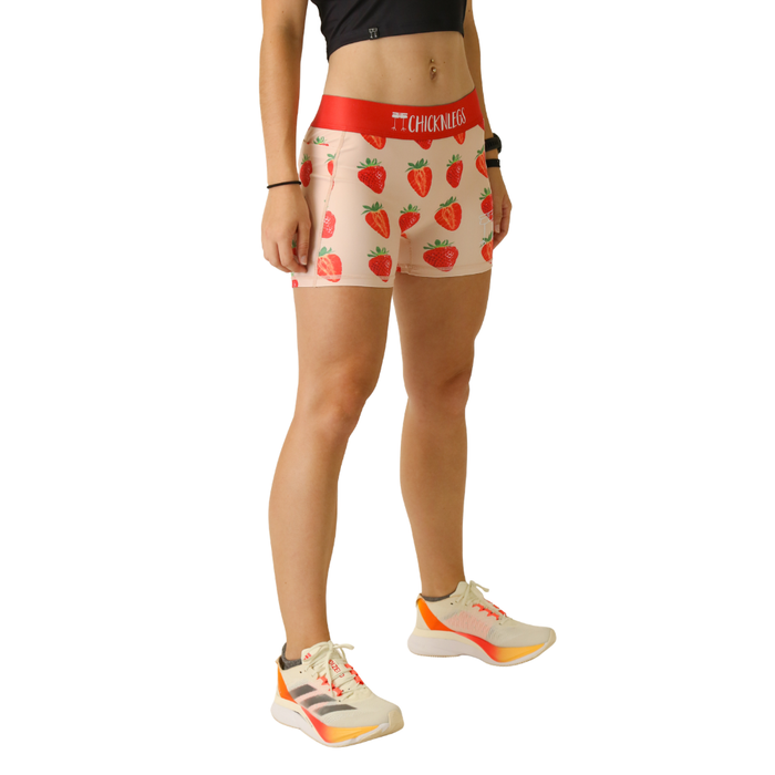 Women's ChicknLegs Strawberry Season 3" Pocket Compression Short - STRAWBER