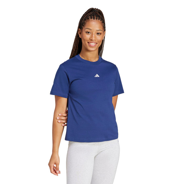 Women's Adidas Essentials Small Logo Cotton T-Shirt - DKBLUE