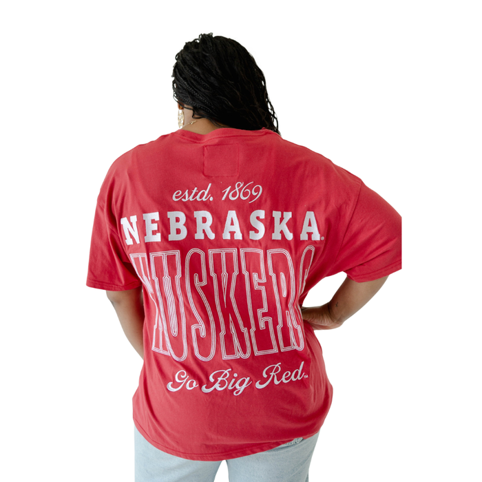 Women's Nebraska Huskers Billboard Oversized T-Shirt - RED