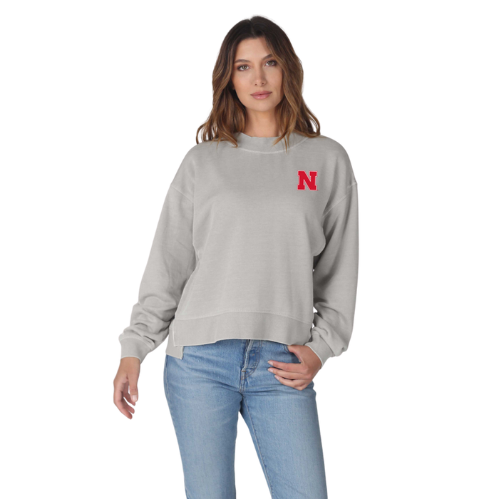 Women's Nebraska Huskers Burnout Boxy Crew - STEEL-NE